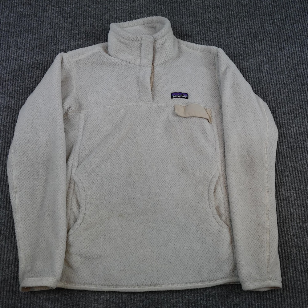Patagonia Re Tool Snap T Pullover Jacket Womens Large White Polartec 25442